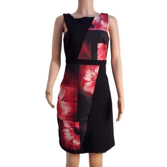 Ellen Tracy Dresses & Skirts - ELLEN Tracy Black Colorblock Pink Multi-Color Floral Sheath Dress Size: 4